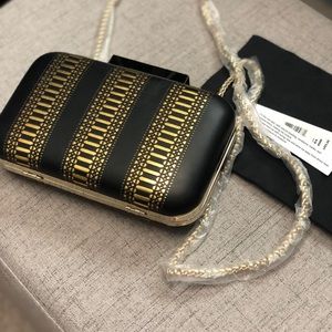 SALE NEW Alice & Olivia black & gold evening bag